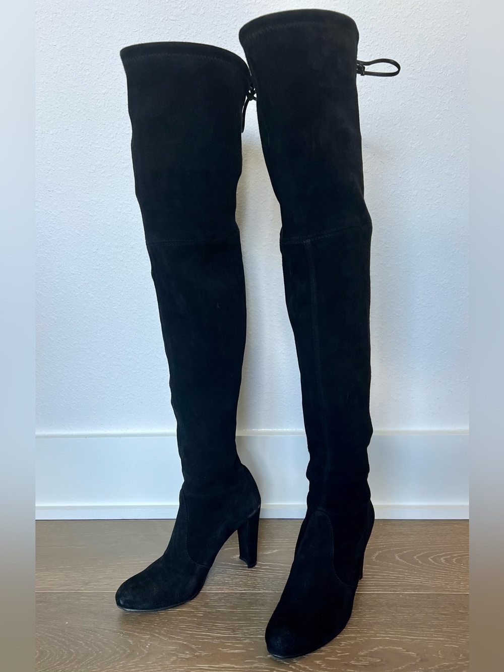 Stuart Weitzman Highland Black Suede OTK Boots Size 6